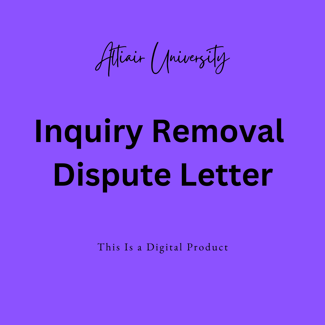 Hard Inquiry DIY Dispute Letter