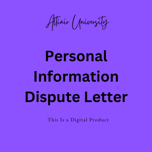 Personal Information DIY Credit Repair Dispute Letter